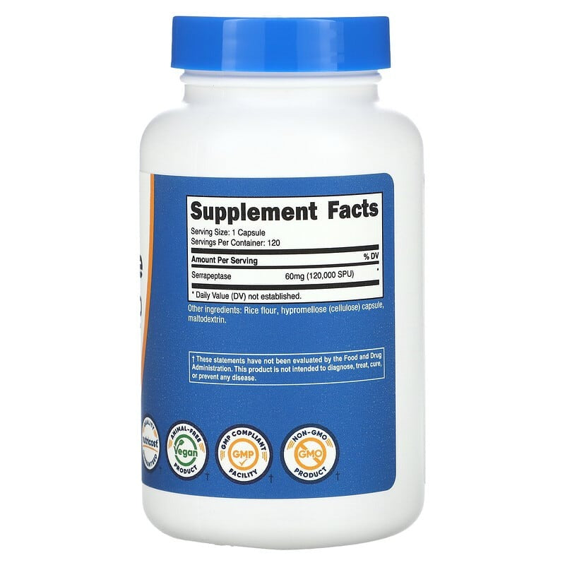 Serrapeptase, 60 mg (120,000 SPU), 120 Capsules