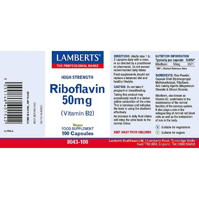 Riboflavin 50mg (Vitamin B2)