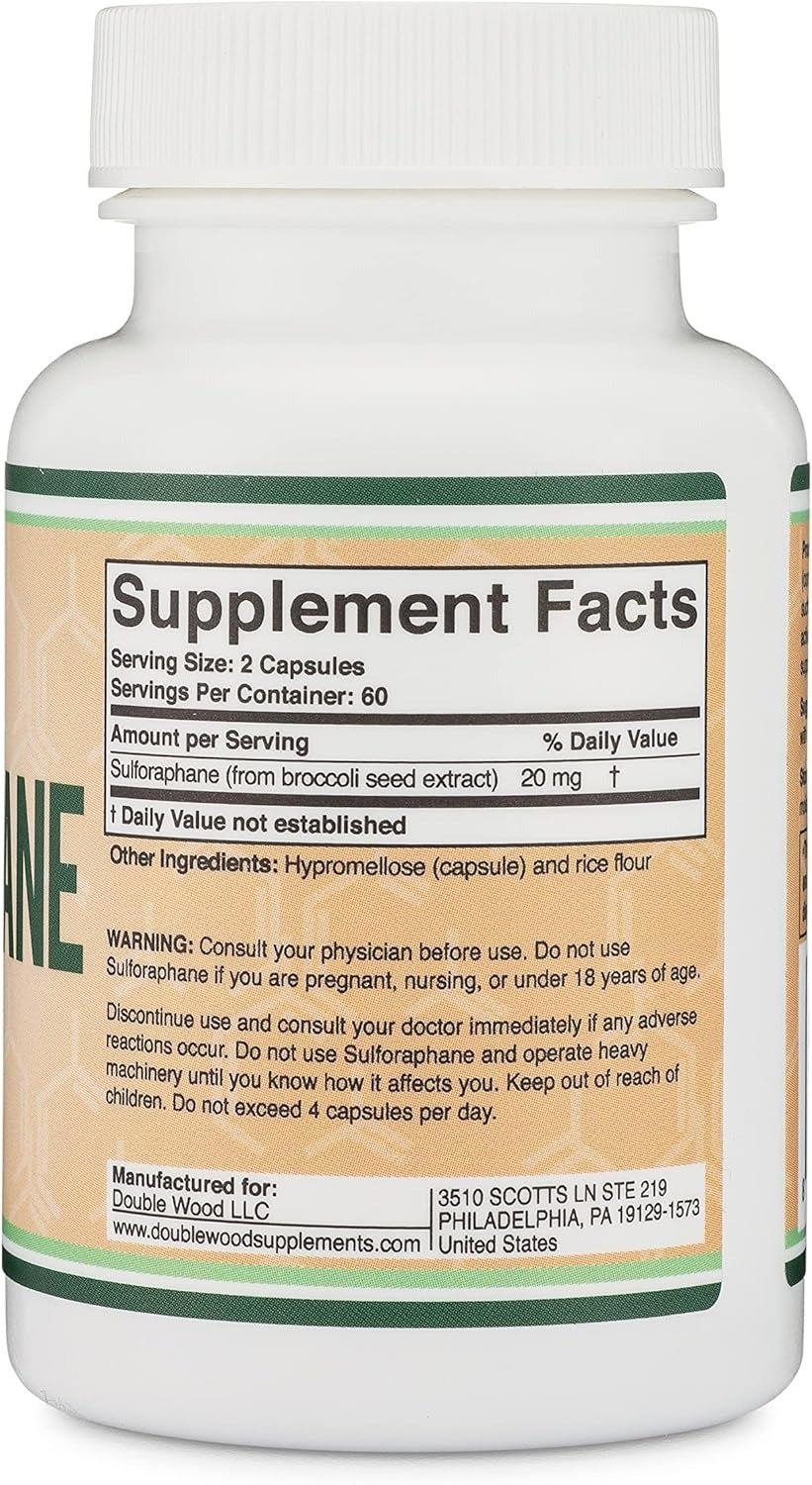 Sulforaphane - 20mg of Activated and Stabilized Sulforaphane per Serving (120 Capsules) Potent Broccoli Extract for Healthy Aging